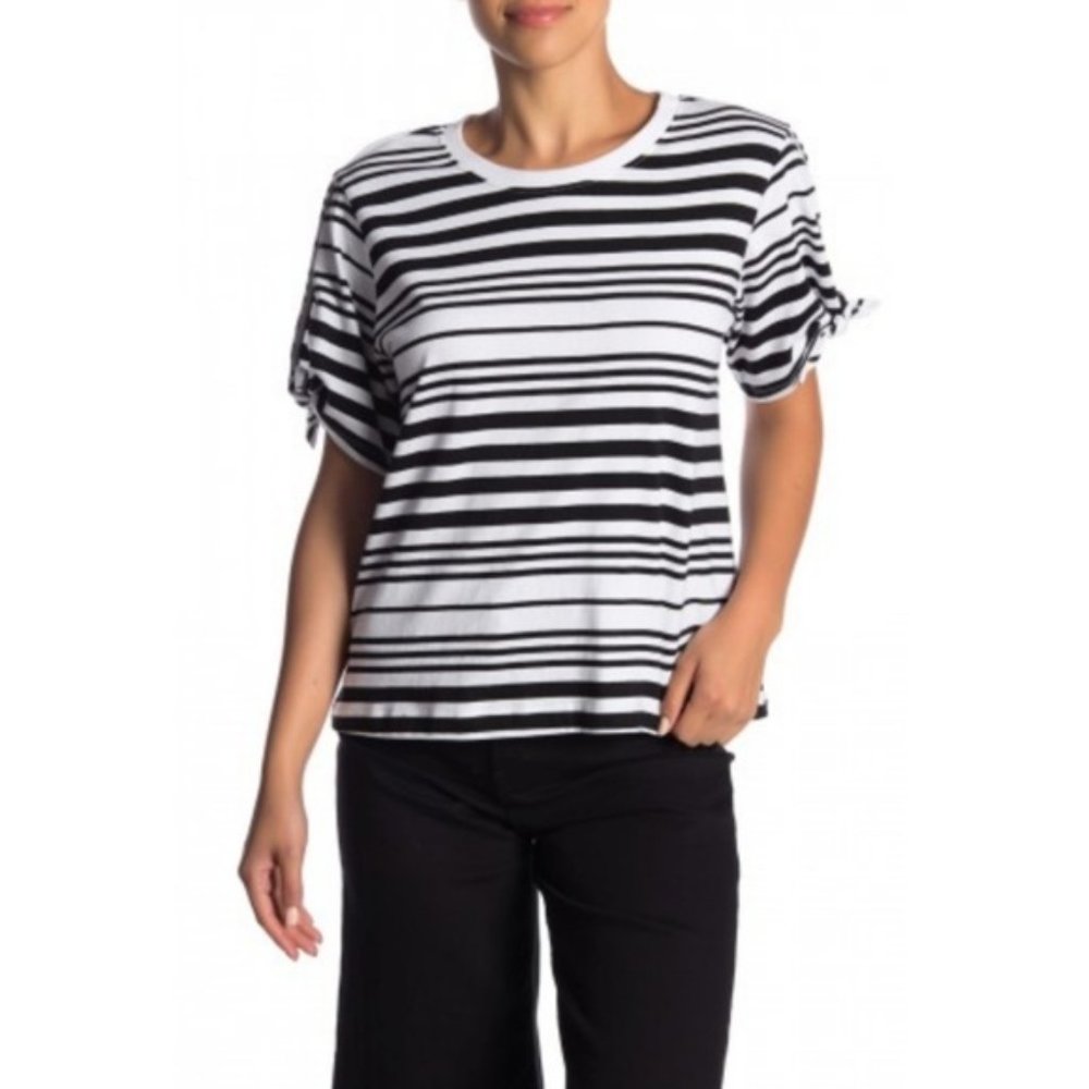 Abound Black / White Striped Tie Sleeve Shirt P1